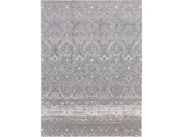 Macklaine Transitional Distressed, Ivory/Silver/Black, 12' x 15' Area Rug