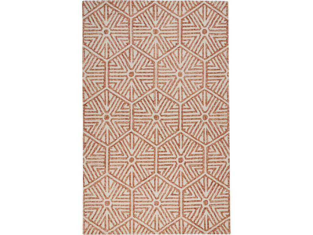 Rhett Transitional Geometric, Orange/Ivory, 5' x 8' Area Rug - main image