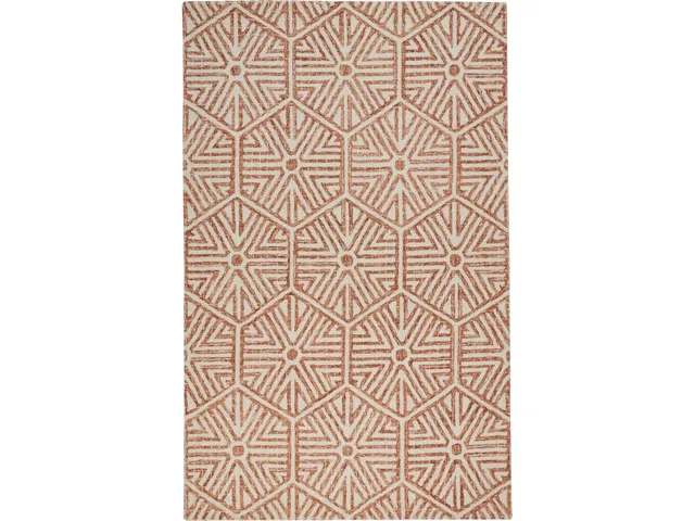 Rhett Transitional Geometric, Orange/Ivory, 5' x 8' Area Rug