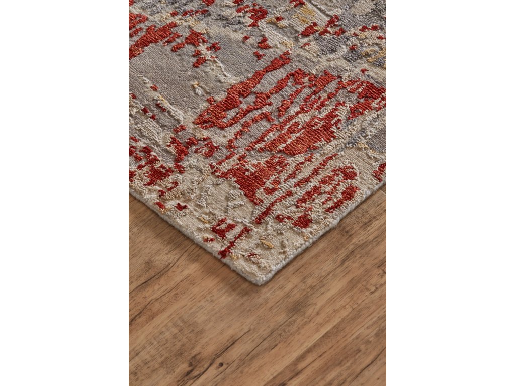 Adira Modern Abstract, Gray/Gold/Red, 7'-9" x 9'-9" Area Rug - image 1