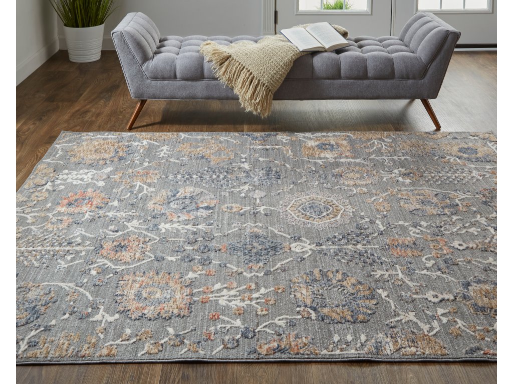 Thackery Transitional Floral and Botanical, Gray/Ivory/Tan, 5' x 6'-10" Area Rug - image 3