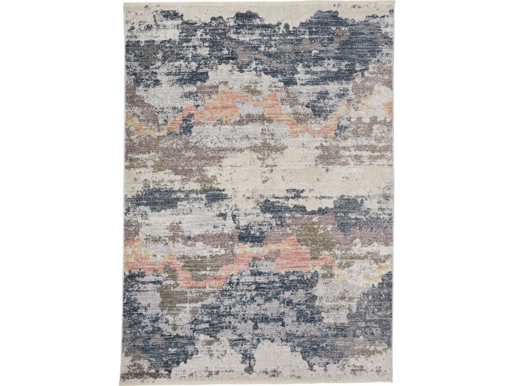 Kyra Transitional Abstract, Blue/Gray/Ivory, 7'-6" x 9'-7" Area Rug - main image