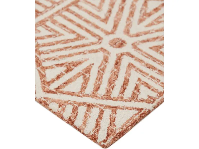 Rhett Transitional Geometric, Orange/Ivory, 5' x 8' Area Rug - Alternative View