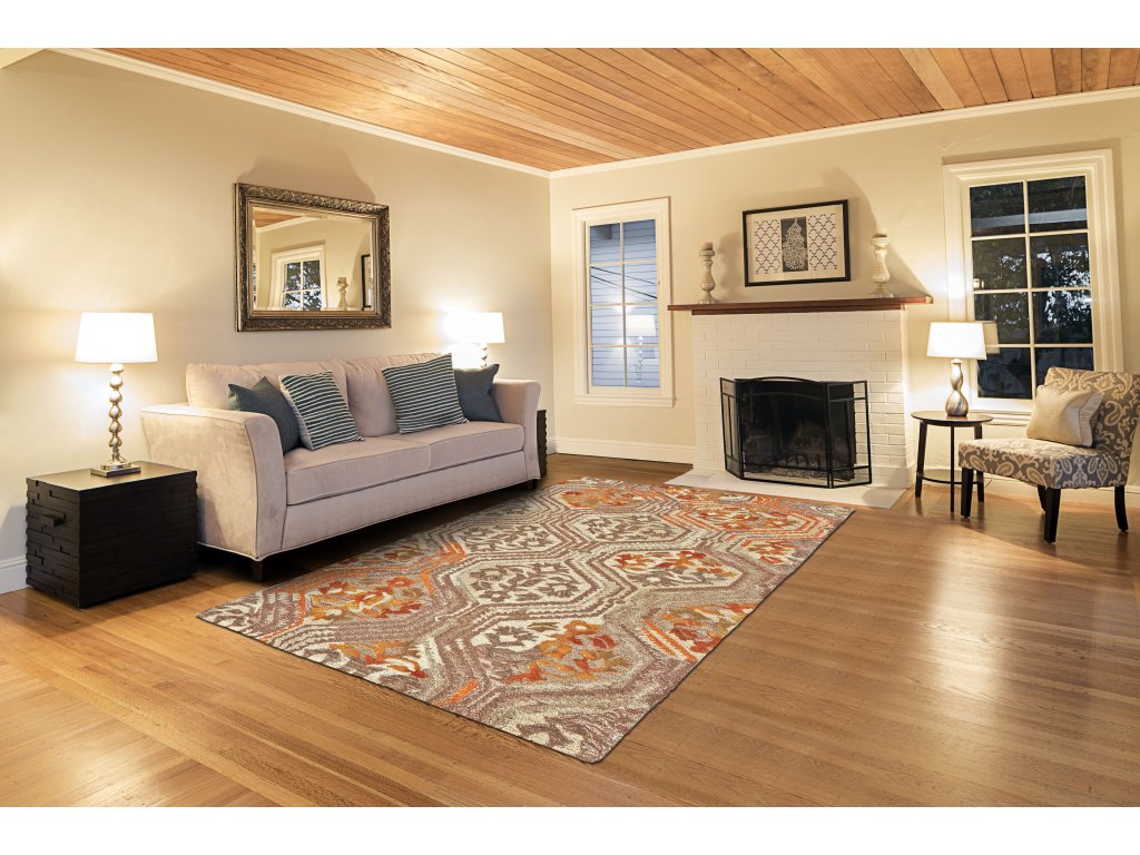 Tivoli Transitional Ikat, Tan/Orange/Taupe, 8'-6" x 11'-6" Area Rug - image 1