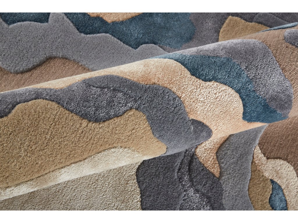 Serrano Transitional Abstract, Tan/Brown/Blue, 2' x 3' Accent Rug - image 5