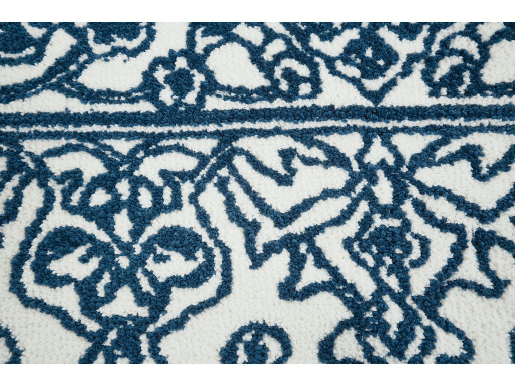 Carina Traditional Trellis and Lattice, Blue/White, 2' x 3' Accent Rug - image 2