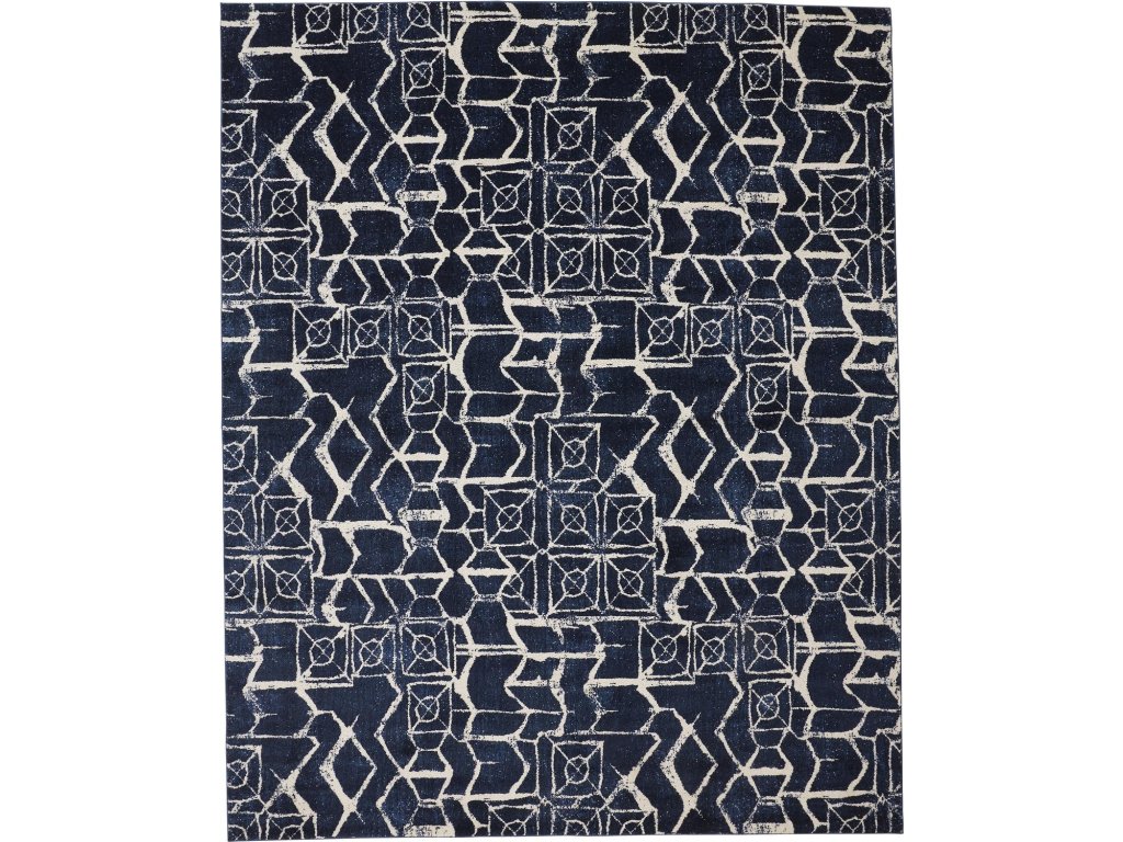 Remmy Transitional Geometric, Blue/Ivory, 10' x 13'-2" Area Rug - main image