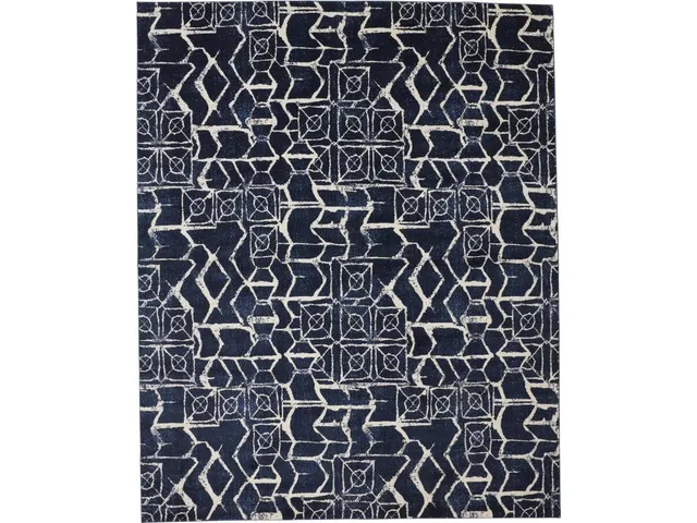 Remmy Transitional Geometric, Blue/Ivory, 10' x 13'-2" Area Rug