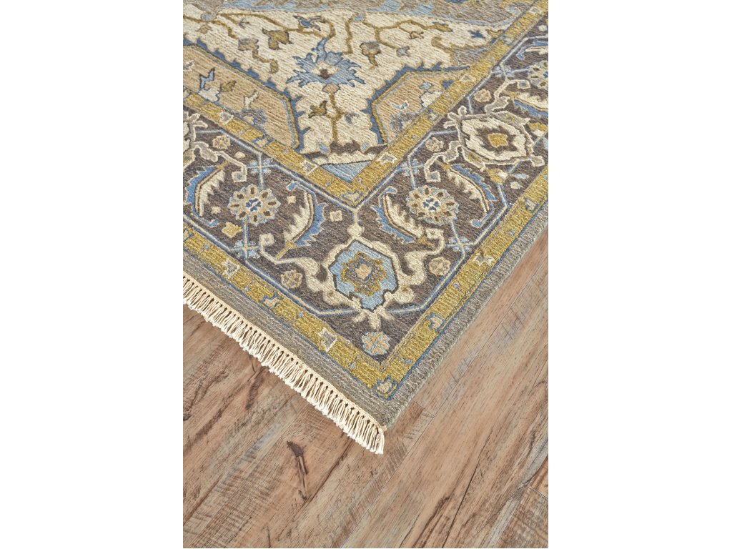 Goshen Traditional Medallion, Taupe/Tan/Blue, 5'-6" x 8'-6" Area Rug - image 2