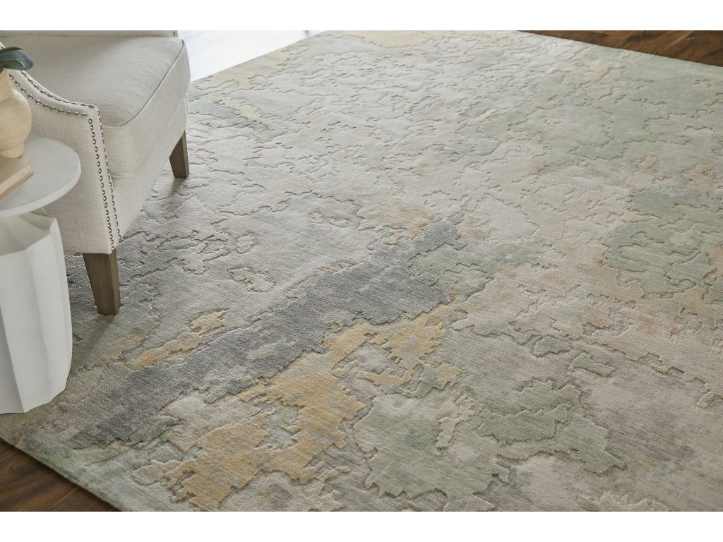 Jaxson Modern Abstract, Ivory/Green/Orange, 8' x 10' Area Rug - image 1