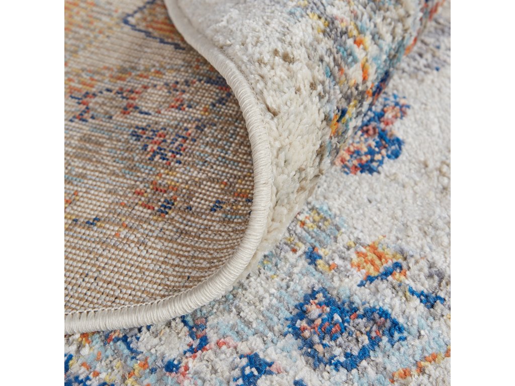 Bellini Transitional Medallion, Ivory/Orange/Blue, 7'-10" x 7'-10" Round Rug - image 6
