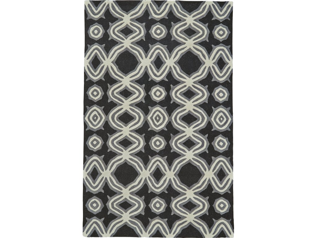 Ella Transitional Abstract, Black/Ivory/Gray, 5' x 8' Area Rug - main image