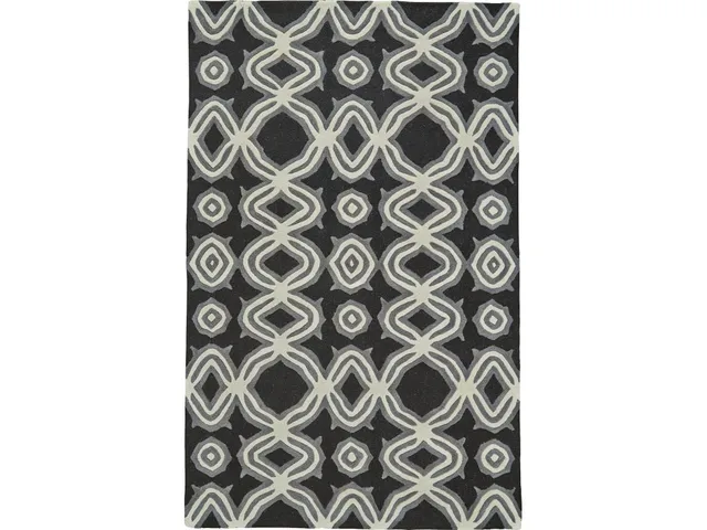 Ella Transitional Abstract, Black/Ivory/Gray, 5' x 8' Area Rug