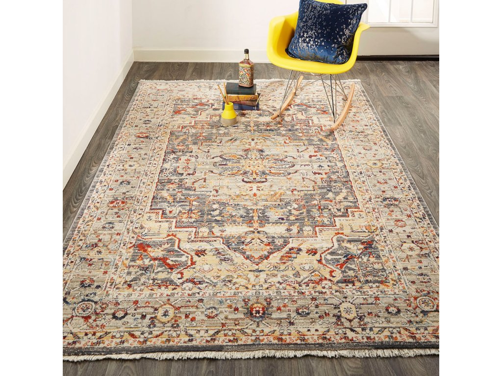Wesley Transitional Medallion, Ivory/Gray/Red, 2' x 3' Accent Rug - image 2