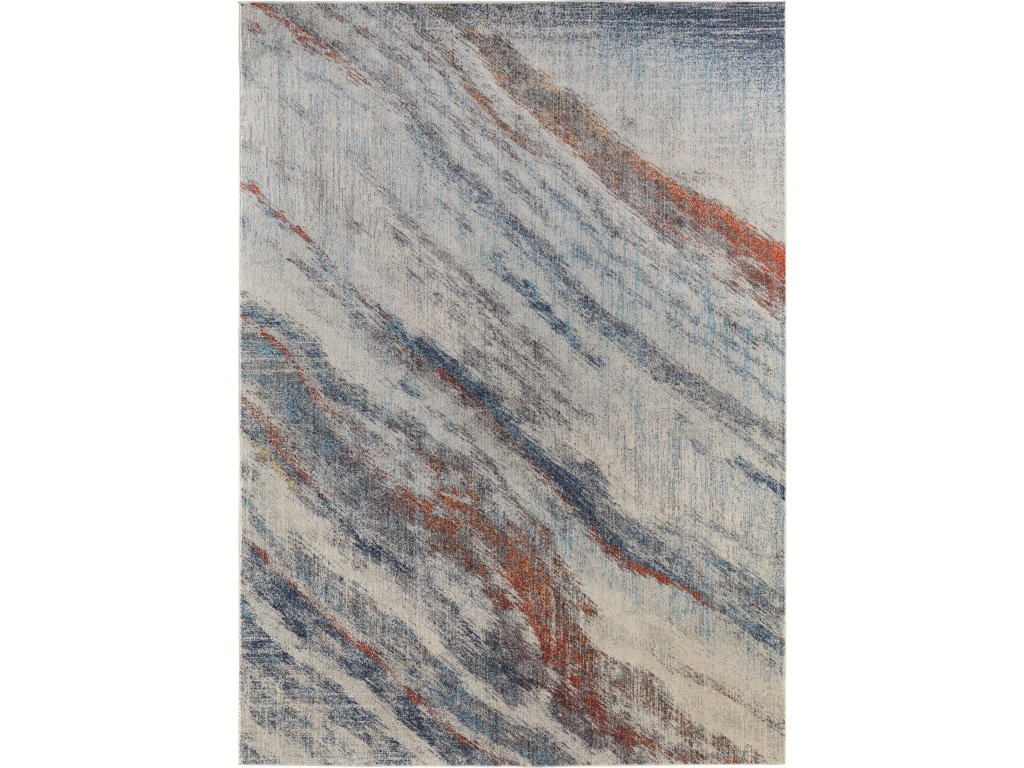Edgemont Modern Abstract, Ivory/Orange/Blue, 10' x 14' Area Rug - main image