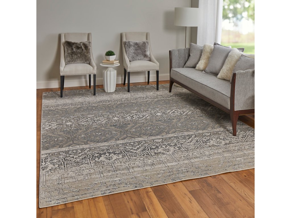 Macklaine Transitional Distressed, Ivory/Silver/Black, 12' x 15' Area Rug - image 2