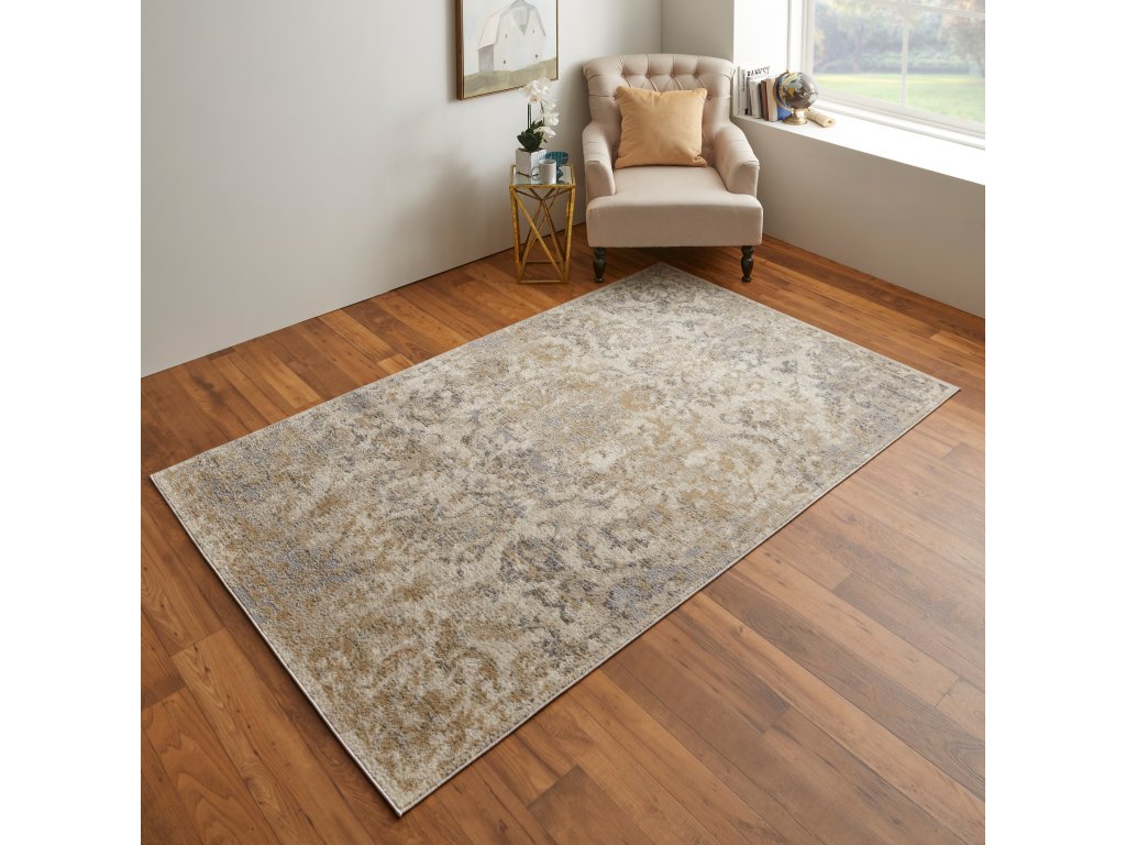 Camellia Transitional Medallion, Gray/Ivory/Gold, 4'-3" x 6'-3" Accent Rug - image 1