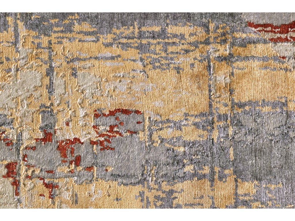 Adira Modern Abstract, Gray/Gold/Red, 7'-9" x 9'-9" Area Rug - image 3