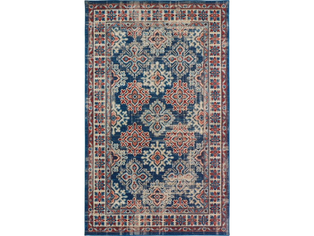 Nolan Transitional Oriental, Blue/Red/Ivory, 12'-10" x 15' Runner Rug - main image