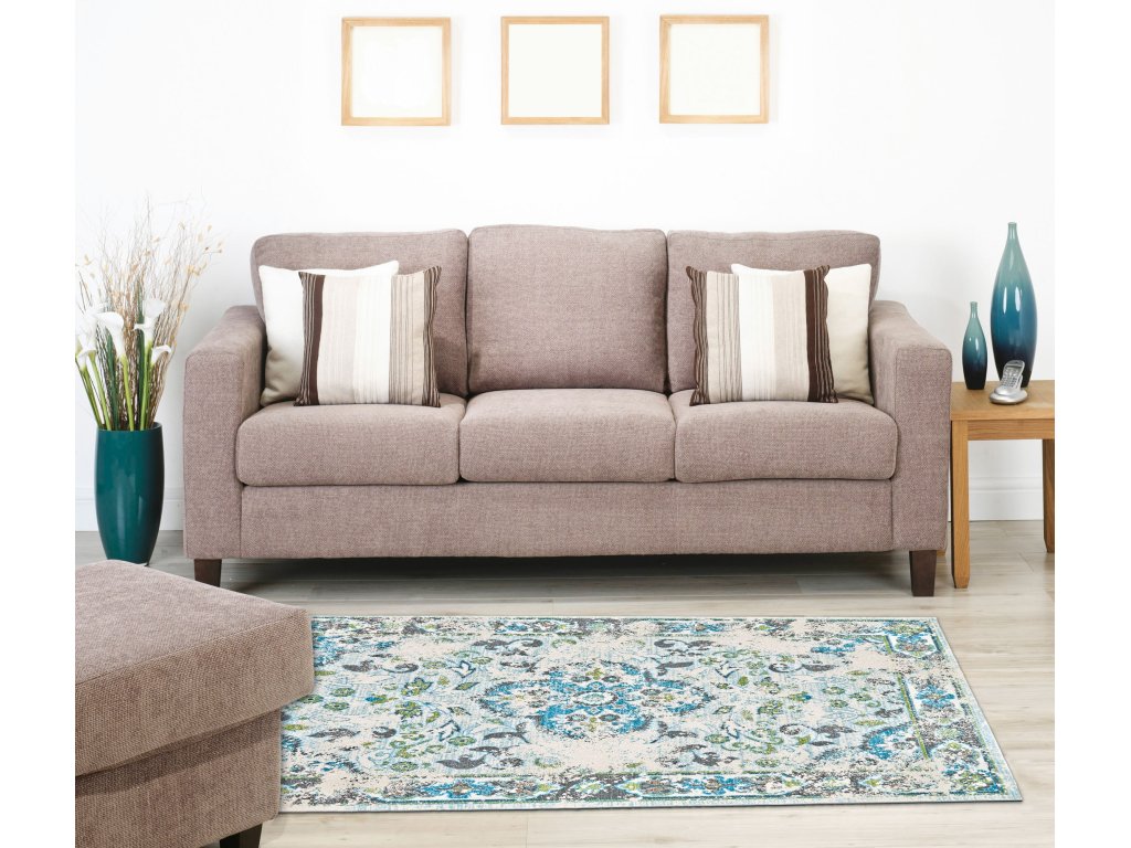 Harlow Modern Floral and Botanical, Ivory/Blue/Green, 1'-8" x 2'-10" Accent Rug - image 1