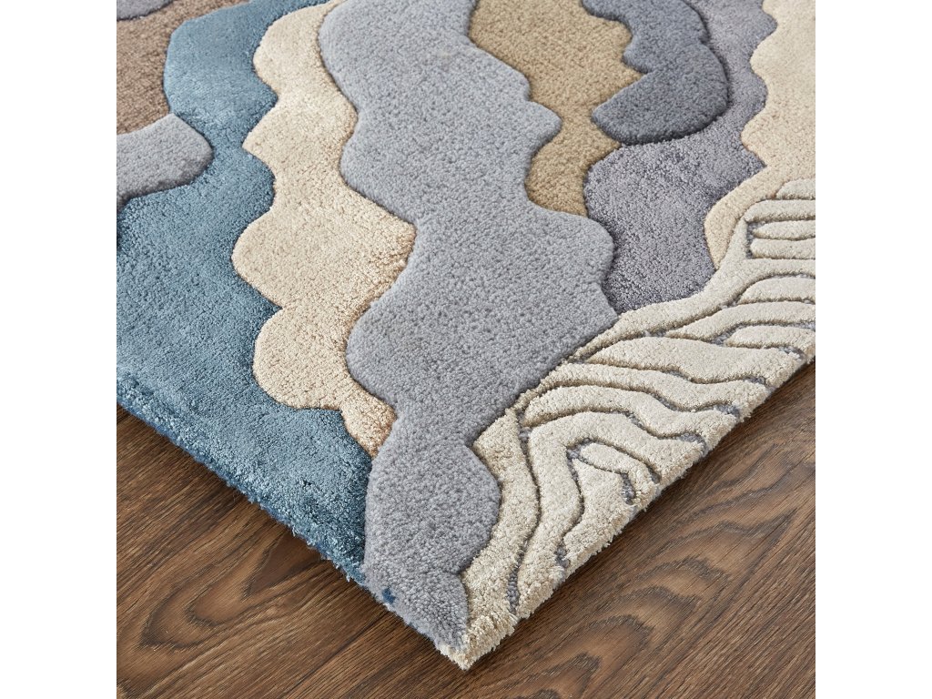 Serrano Transitional Abstract, Tan/Brown/Blue, 2' x 3' Accent Rug - image 3