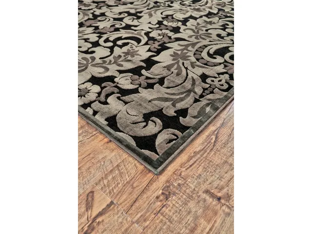 Saphir Transitional Floral and Botanical, Taupe/Black/Gray, 7'-6" x 10'-6" Area Rug - Alternative View