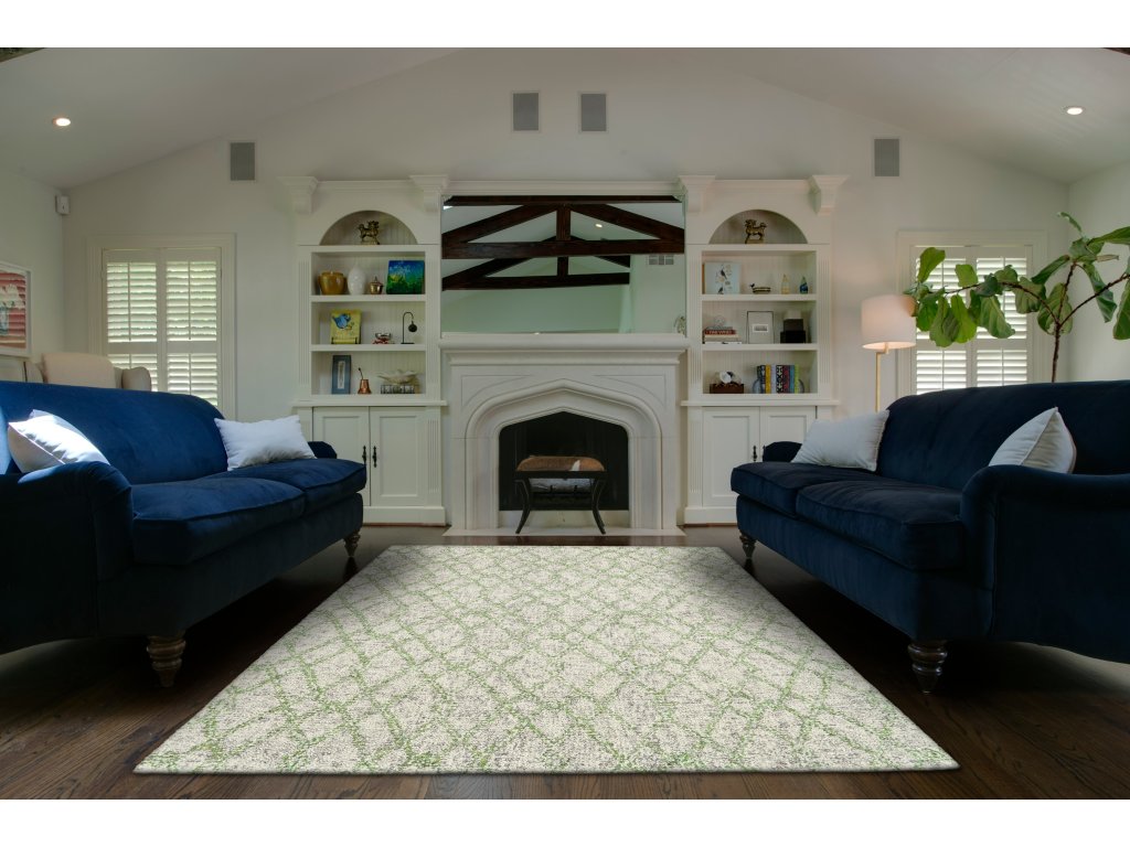 Morisco Transitional Geometric, Ivory/Green, 8' x 11' Area Rug - image 1