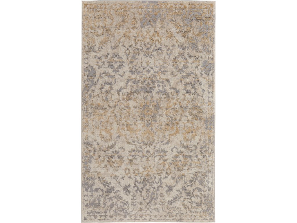 Camellia Transitional Medallion, Gray/Ivory/Gold, 4'-3" x 6'-3" Accent Rug - main image