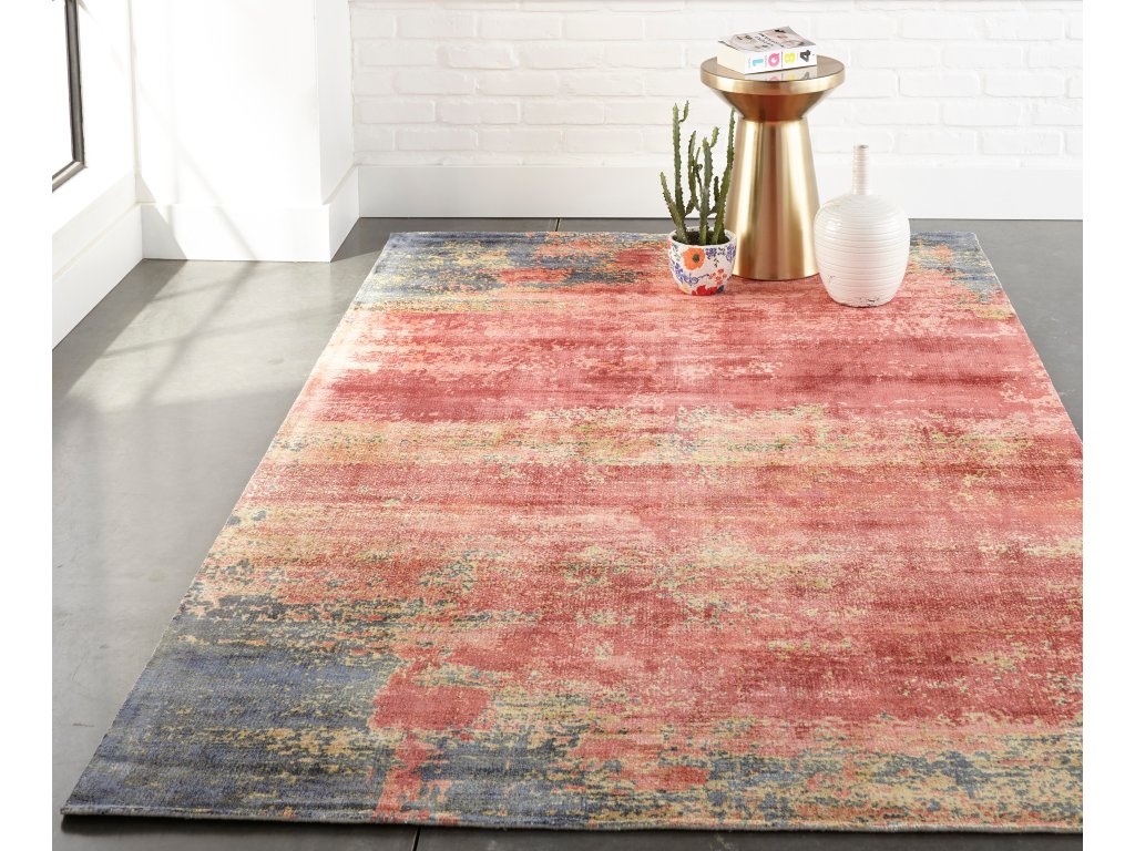Emory Modern Abstract, Red/Blue/Pink, 2' x 3' Accent Rug - image 1