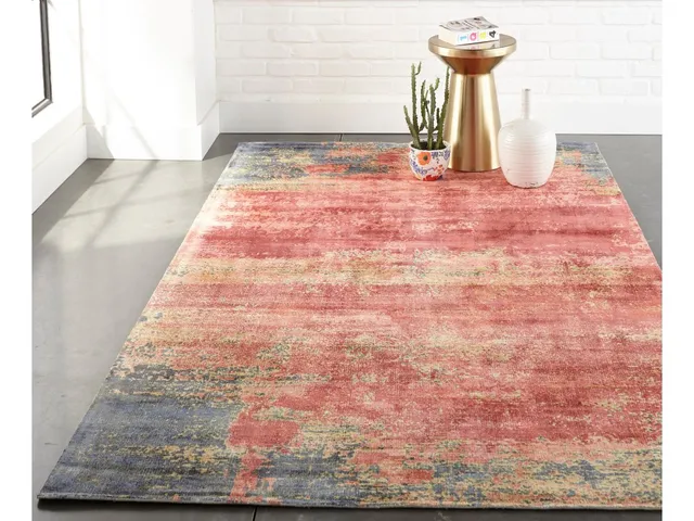 Emory Modern Abstract, Red/Blue/Pink, 2' x 3' Accent Rug - Alternative View