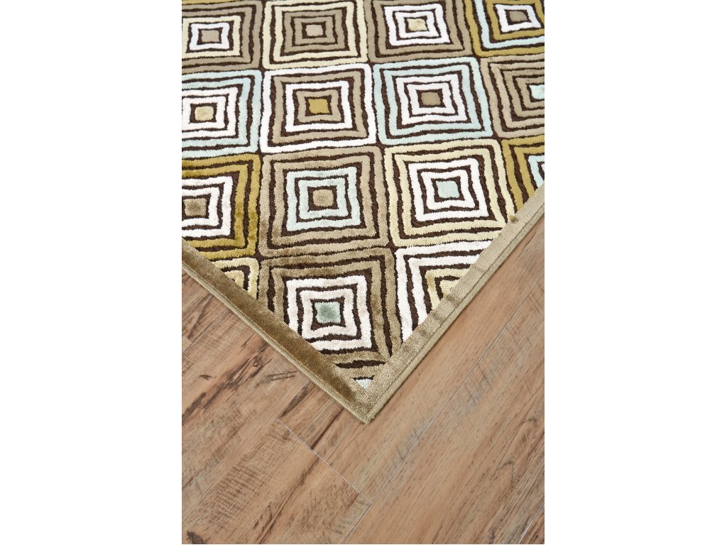 Saphir Mah Modern Geometric, Brown/Tan/Green, 7'-6" x 10'-6" Area Rug - image 1