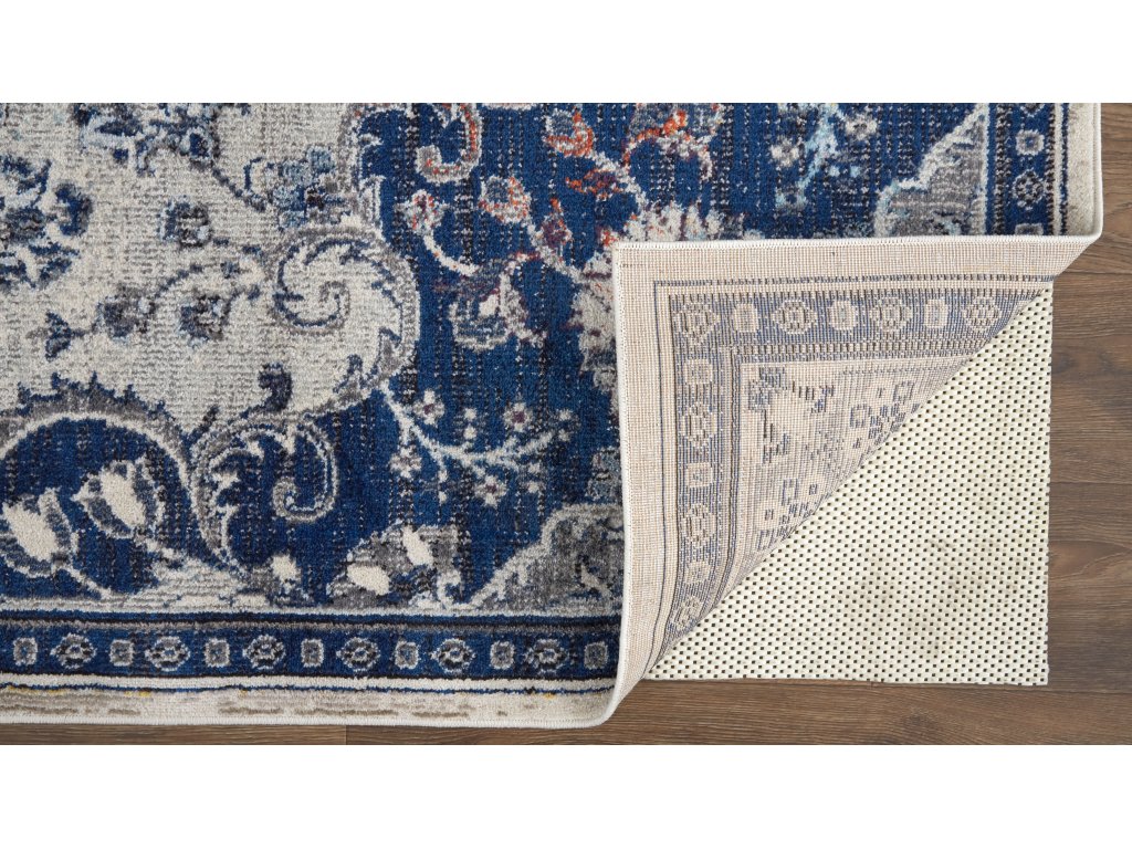 Bellini Transitional Medallion, Gray/Ivory/Blue, 9'-2" x 12'-4" Area Rug - image 3