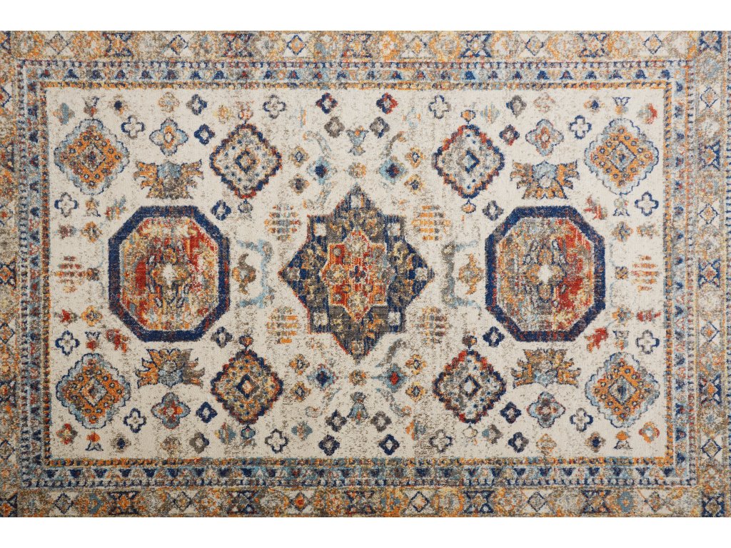 Bellini Transitional Medallion, Ivory/Orange/Blue, 7'-10" x 7'-10" Round Rug - image 4