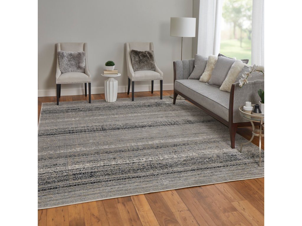 Macklaine Transitional Distressed, Taupe/Black/Ivory, 12' x 15' Area Rug - image 2