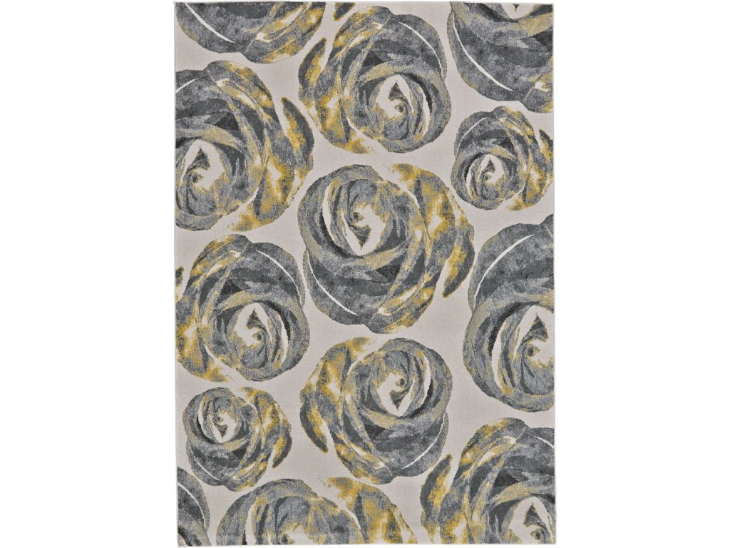 Bleecker Modern Floral and Botanical, Gray/Ivory/Yellow, 10' x 13'-2" Area Rug - main image