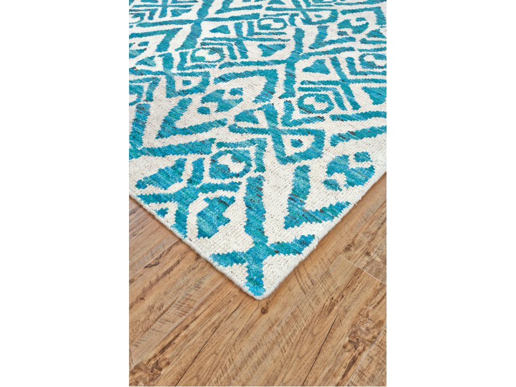 Sattika Transitional Geometric, Blue/Ivory, 2' x 3' Accent Rug - image 2