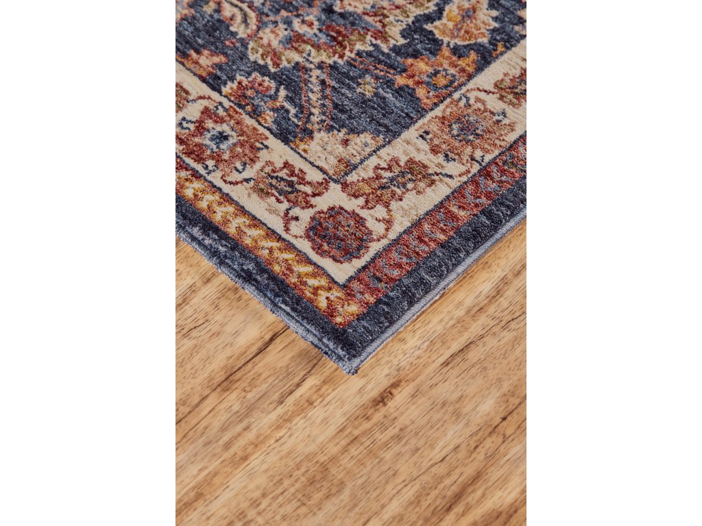 Hammond Transitional Floral and Botanical, Blue/Orange/Tan, 5' x 5' Round Rug - image 2