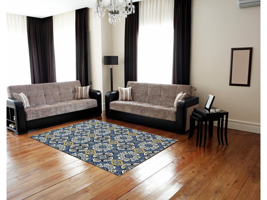 Brixton Modern Damask, Blue/Ivory/Gold, 10' x 13'-2" Area Rug - image 1