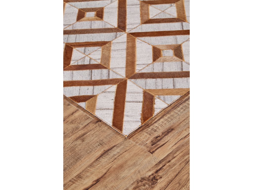 Fannin Transitional Geometric, Ivory/Gray/Brown, 2' x 3' Accent Rug - image 1