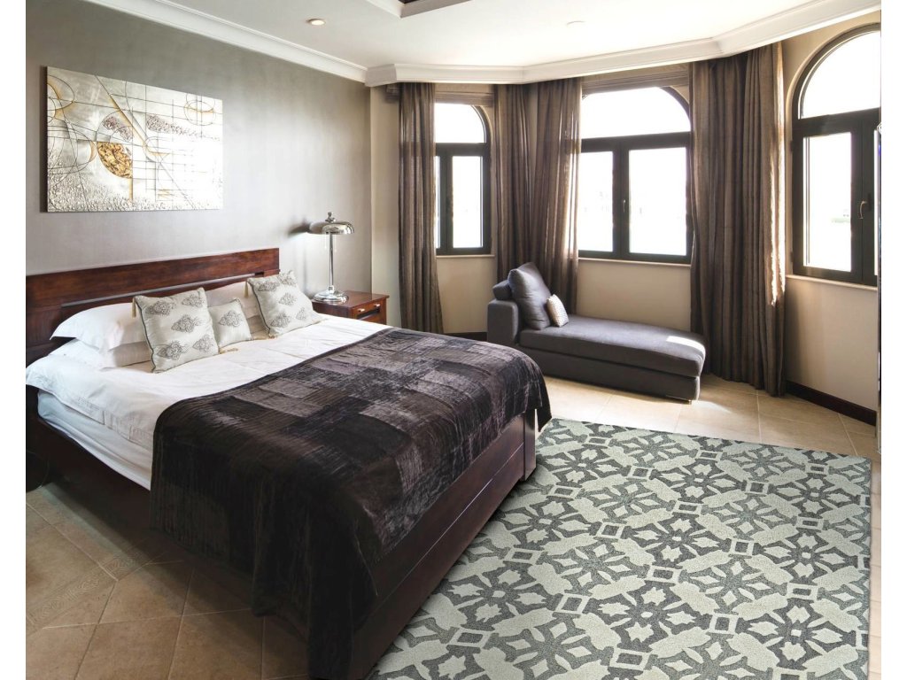 Ella Transitional Geometric, Gray/Ivory, 5' x 8' Area Rug - image 1