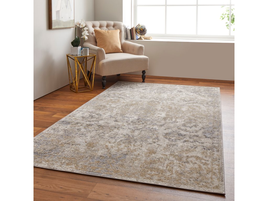 Camellia Transitional Medallion, Gray/Ivory/Gold, 4'-3" x 6'-3" Accent Rug - image 3