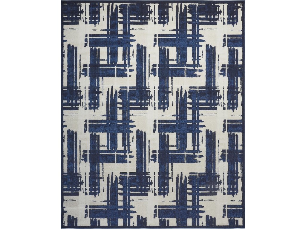 Remmy Transitional Abstract, Ivory/Blue, 5' x 8' Area Rug - main image