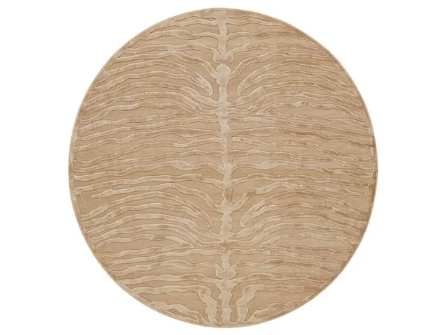 Saphir Transitional Animal Print, Tan/Ivory, 7'-6" x 7'-6" Round Rug