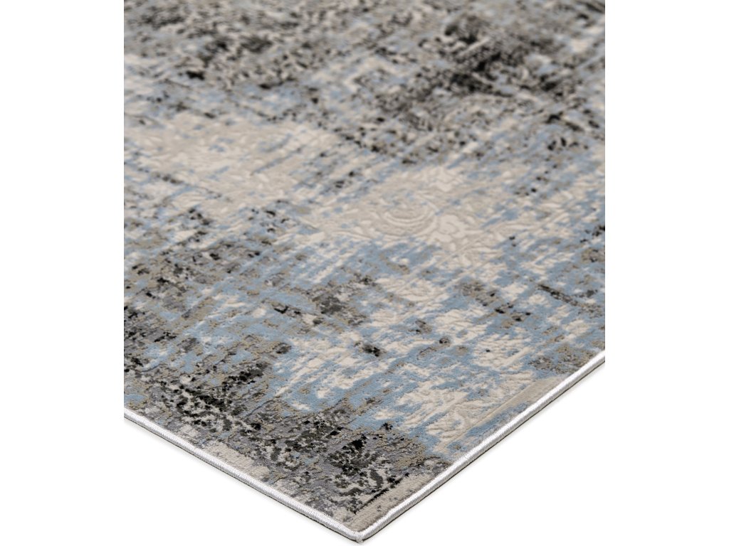 Prasad Modern Distressed, Gray/Blue/Ivory, 1'-8" x 2'-10" Accent Rug - image 3