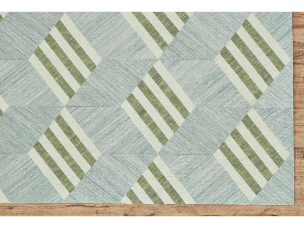 Bermuda II Transitional Geometric, Green/Blue/Ivory, 1'-8" x 2'-10" Accent Rug - image 6