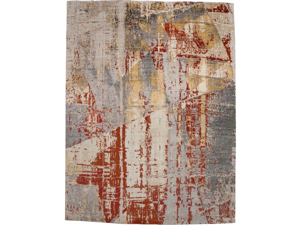 Adira Modern Abstract, Gray/Gold/Red, 7'-9" x 9'-9" Area Rug - main image