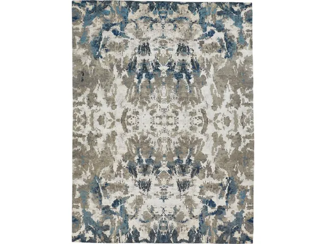 Adira Transitional Abstract, Silver/Blue/Gray, 2' x 3' Accent Rug