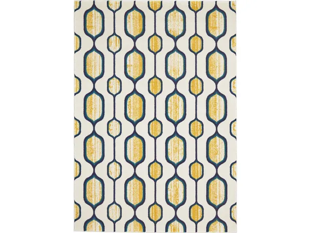 Brixton Modern Geometric, Ivory/Yellow/Blue, 10' x 13'-2" Area Rug