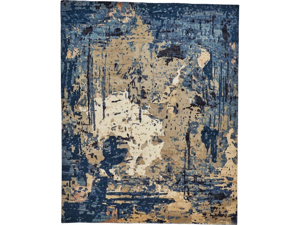 Lor Modern Watercolor, Blue/Tan/Ivory, 7'-9" x 9'-9" Area Rug - main image