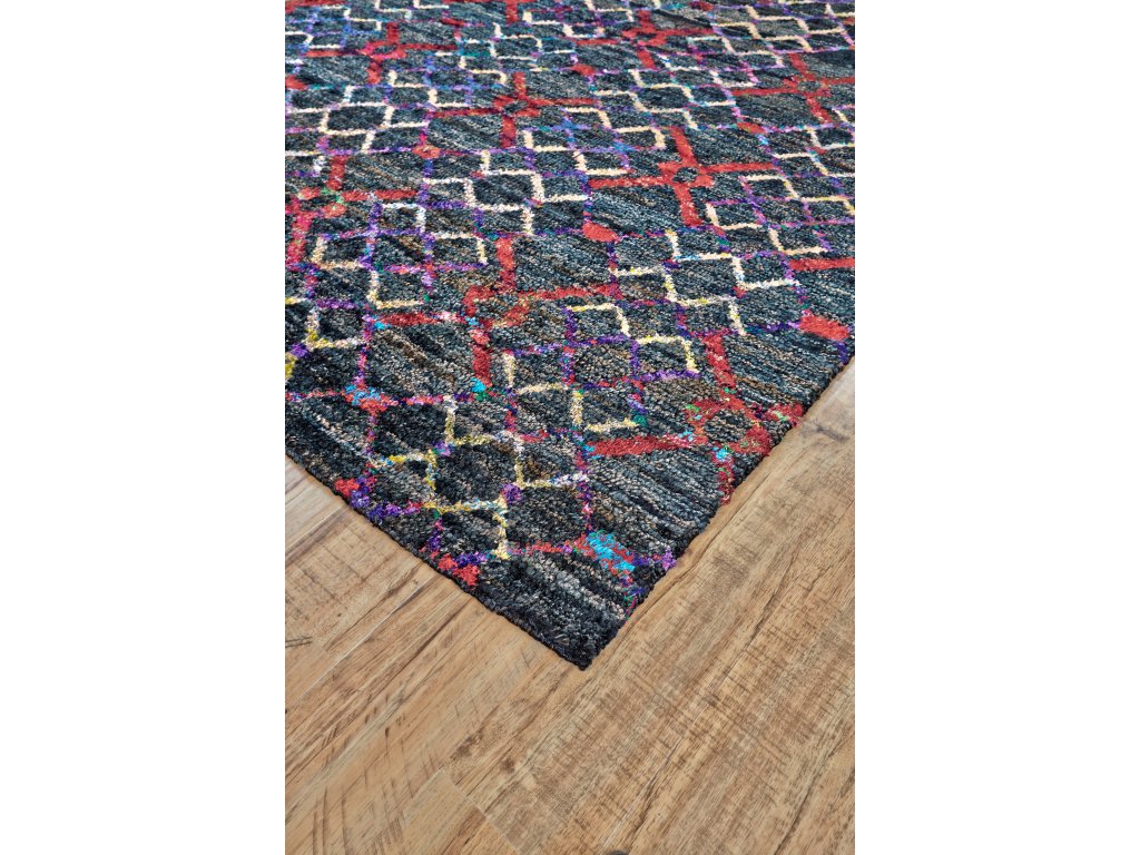 Tortola Transitional Trellis and Lattice, Black/Red/Purple, 7'-9" x 9'-9" Area Rug - image 1
